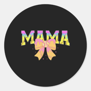 Softball Mama Ice Cream Drip Game Day Family Match Classic Round Sticker