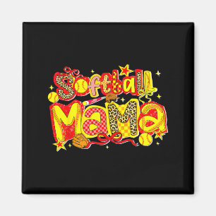 Softball Mama Leopard Coquette Bow for Mum Mother Magnet