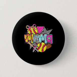 Softball Mama Mum Softball Game Day Vibes Mother's 6 Cm Round Badge