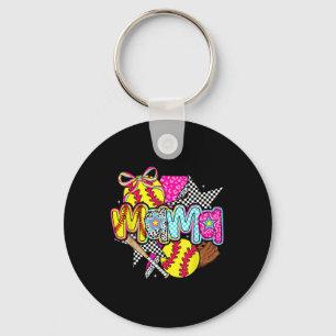 Softball Mama Mum Softball Game Day Vibes Mothers Key Ring