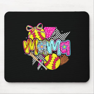 Softball Mama Mum Softball Game Day Vibes Mothers Mouse Mat