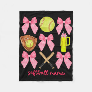 Softball Mama Softball Coquette Bow _1 Fleece Blanket