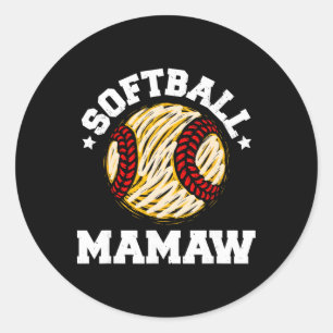 Softball Mamaw Distressed Vintage Funny Grandma Ga Classic Round Sticker