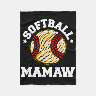 Softball Mamaw Distressed Vintage Funny Grandma Ga Fleece Blanket