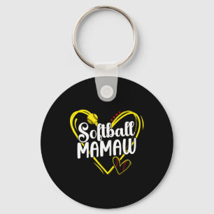 Softball Mamaw Heart Mamaw Of A Softball Player Ma Key Ring