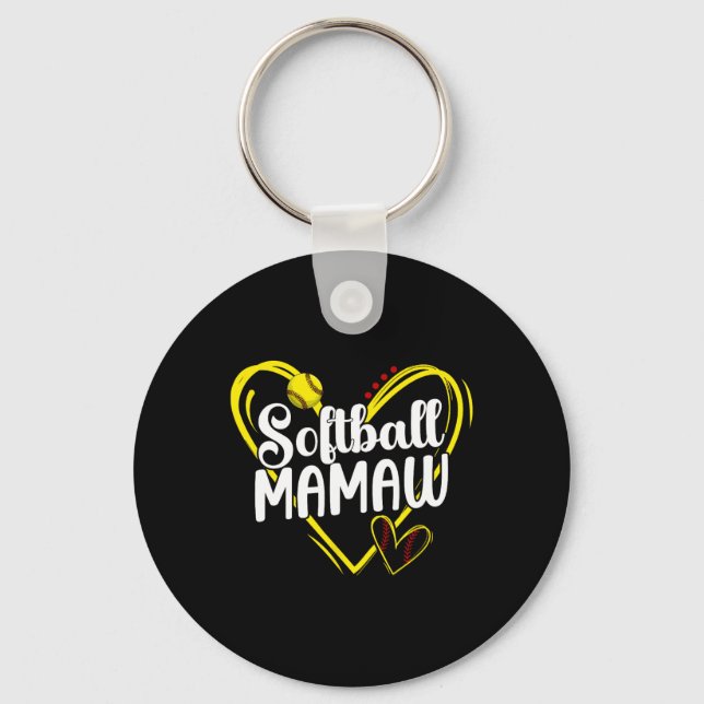 Softball Mamaw Heart Mamaw Of A Softball Player Ma Key Ring (Front)