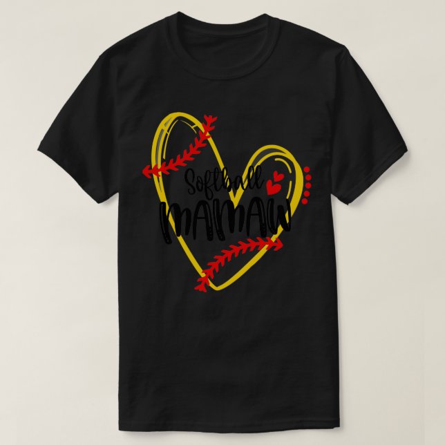 Softball Mamaw Softball Heart T-Shirt (Design Front)