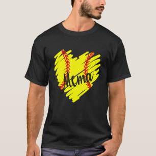 Softball Mema Heart Mothers Day Women Cute T-Shirt