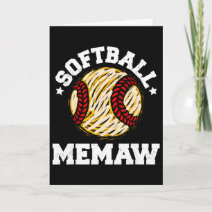 Softball Memaw Distressed Vintage Funny Grandma Ga Card