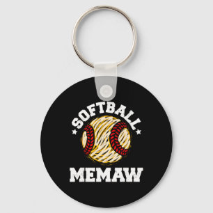 Softball Memaw Distressed Vintage Funny Grandma Ga Key Ring