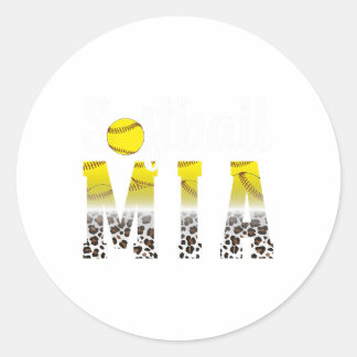 Softball Mia Leopard Grandma Mia Of A Softball Pla Classic Round Sticker