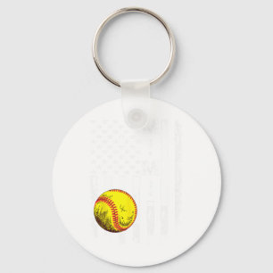 Softball Mimi America Flag Men Women Vintage Chris Key Ring