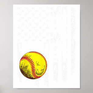 Softball Mimi America Flag Men Women Vintage Chris Poster