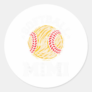 Softball Mimi Distressed Vintage Funny Grandma Gam Classic Round Sticker
