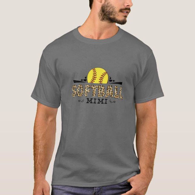 Softball Mimi Leopard Pattern Mother’S Day Lover T-Shirt (Front)