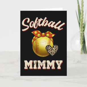 Softball Mimmy Leopard Heart Fans Mother's Day Gif Card