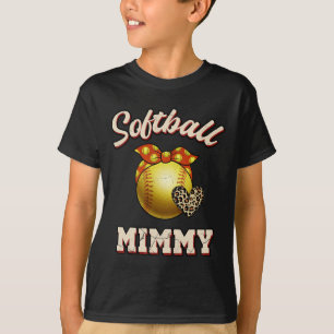 Softball Mimmy Leopard Heart Fans Mother's Day Gif T-Shirt