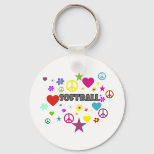 Softball Mixed Graphics Key Ring
