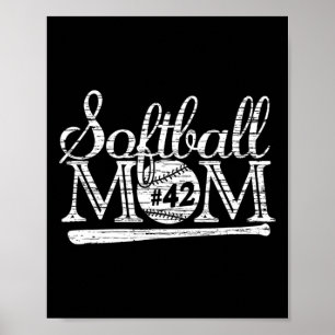 Softball Mom #42 Jersey Favorite Player Shirt Moth Poster