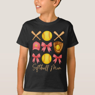 Softball Mom Coquette Bow Funny Coquette Bow Softb T-Shirt