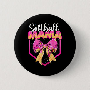 Softball Mom Drip Ice Cream Drip Sprinkle Mama Bow 6 Cm Round Badge