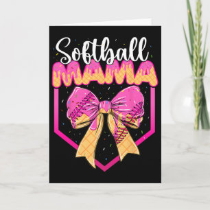 Softball Mom Drip Ice Cream Drip Sprinkle Mama Bow Card