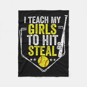 Softball Mom Funny I Teach My Girls To Hit And Ste Fleece Blanket