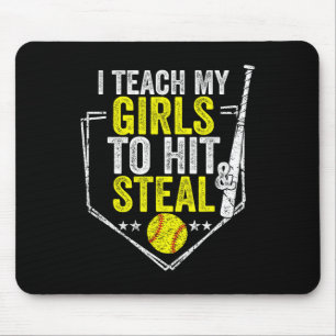 Softball Mom Funny I Teach My Girls To Hit And Ste Mouse Mat