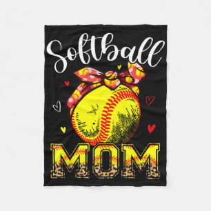 Softball Mom Headband Leopard Softball Ball Mother Fleece Blanket
