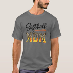 Softball Mom Leopard Baseball Sports Lovers Mother T-Shirt