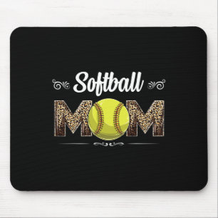 Softball Mom Leopard Funny Ball Mom Mother's Day M Mouse Mat