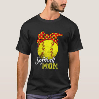 Softball Mom Leopard Funny Baseball Mom Mother's D T-Shirt