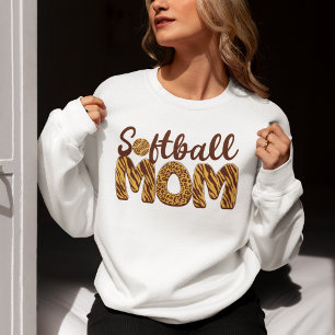 "Softball Mom" Leopard Print Mother's Day  Sweatshirt