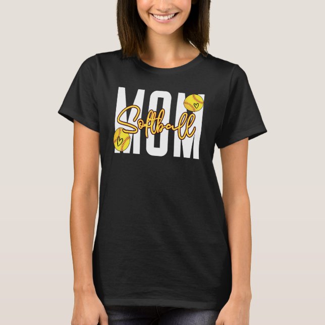 Softball Mom Letter Print Mama Mother's Day Softba T-Shirt (Front)