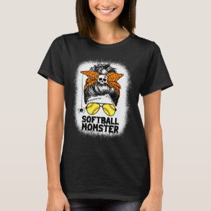 Softball Mom Life Messy Bun Halloween Women Softba T-Shirt