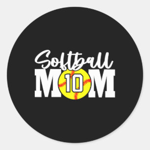 Softball Mom Number #10 Classic Round Sticker