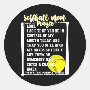 Softball Mom Prayer Game Day Baseball Christian Re Classic Round Sticker