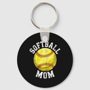 Softball Mom Shirt Women Softball Lover Mommy Moth Key Ring