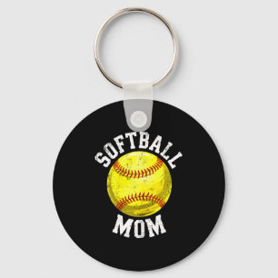 Softball Mom Shirt Women Softball Lover Mommy Moth Key Ring