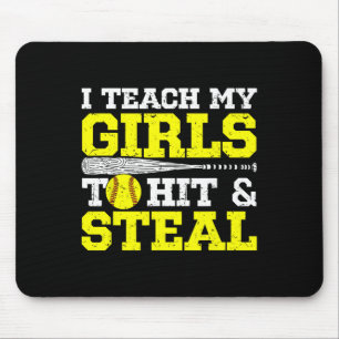 Softball Mom Softball Dad I Teach My Girls To Hit Mouse Mat
