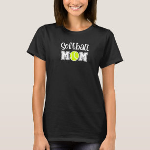 Softball Mom w Yellow Softball - White Design Prem T-Shirt