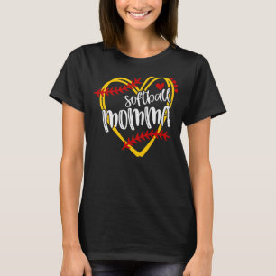 Softball Momma Mum Softball Softball Heart T-Shirt