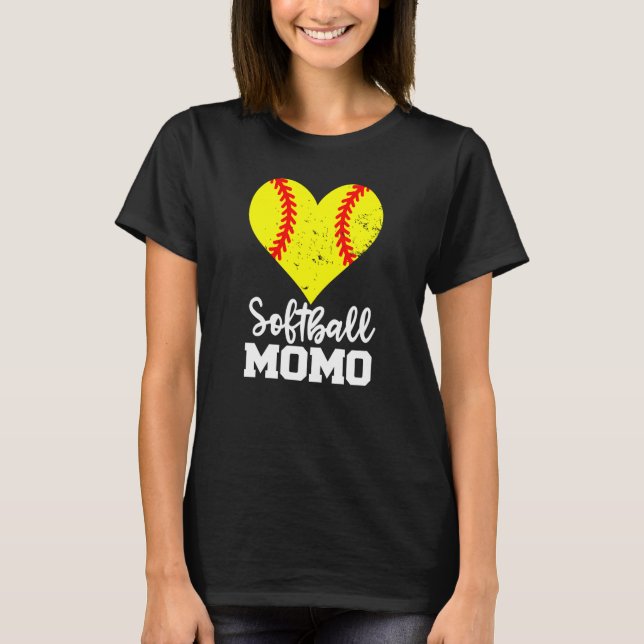 Softball Momo Softball Heart Grandma Momo T-Shirt (Front)