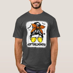 Softball Momster For Women Halloween Mum Messy Bu T-Shirt
