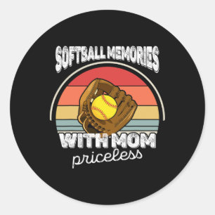 Softball Mother Son Family Vintage Mom Boy Catcher Classic Round Sticker