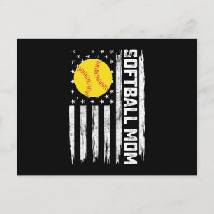 Softball Mum American Us Flag Vintage Mother's Day Postcard