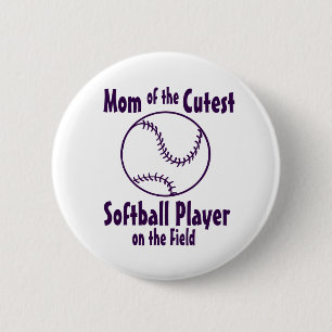 Softball Mum Cutest on the Field 6 Cm Round Badge