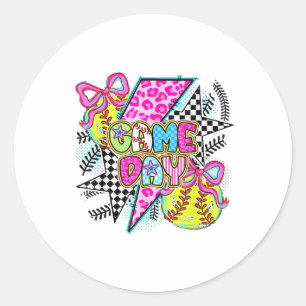 Softball Mum Funny Baseball Mum Mothers Day Classic Round Sticker
