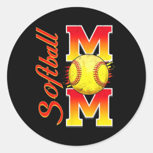 Softball Mum Funny Baseball Mum Mother's Day Softb Classic Round Sticker