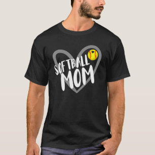 Softball Mum Heart Mama Mother's Day T-Shirt